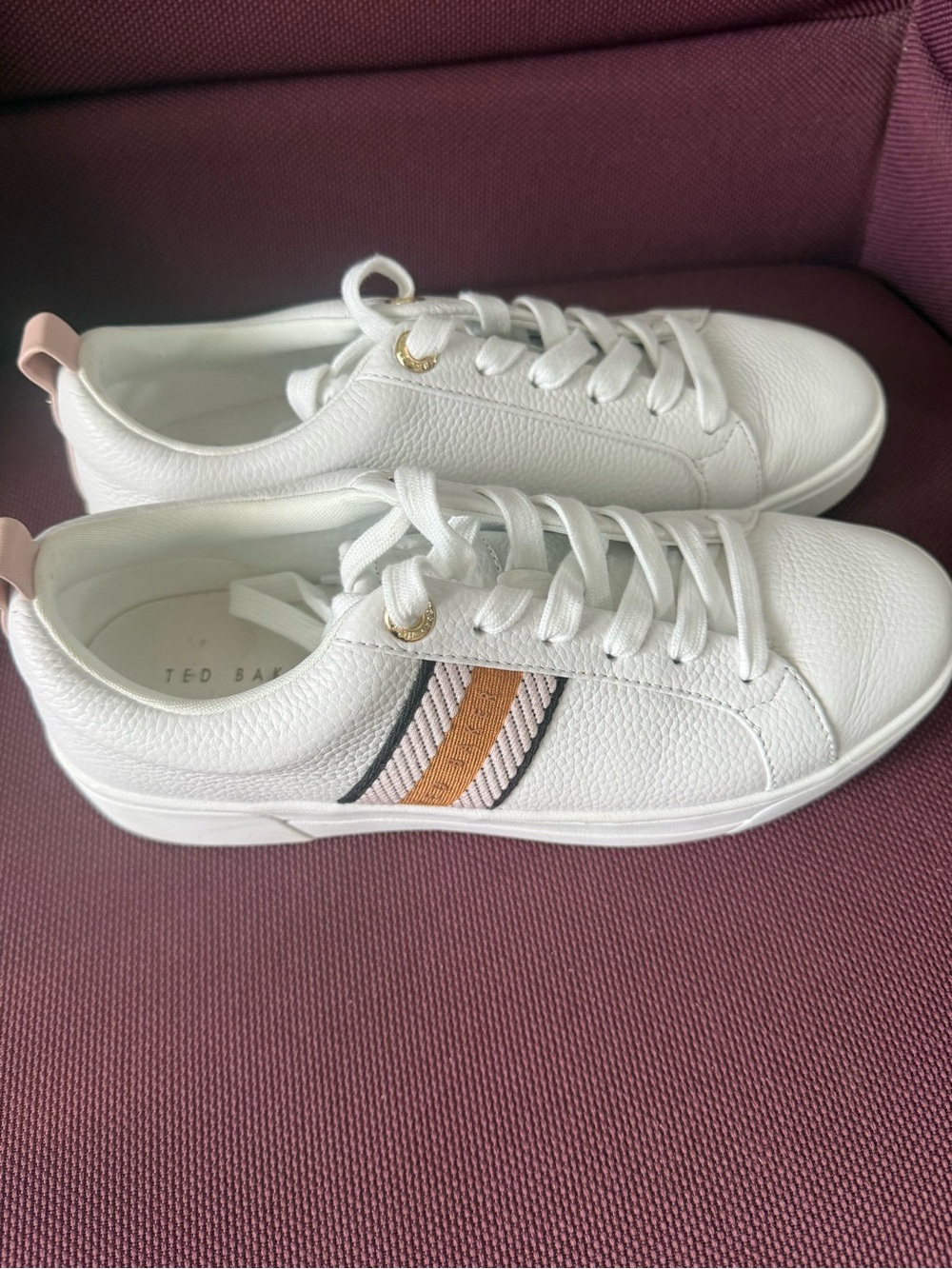 Ted Baker White Sneakers with Pink Accent - Picture 2 of 6
